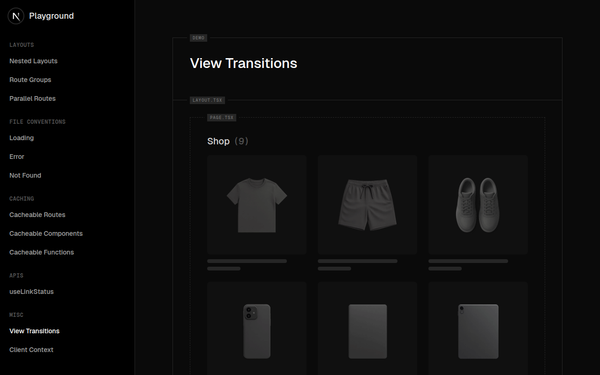 Screenshot of /view-transitions