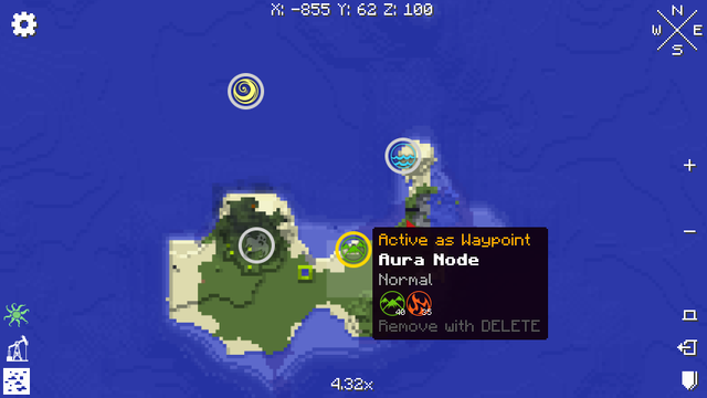 Thaumcraft aura nodes in XaeroWorldMap overlay