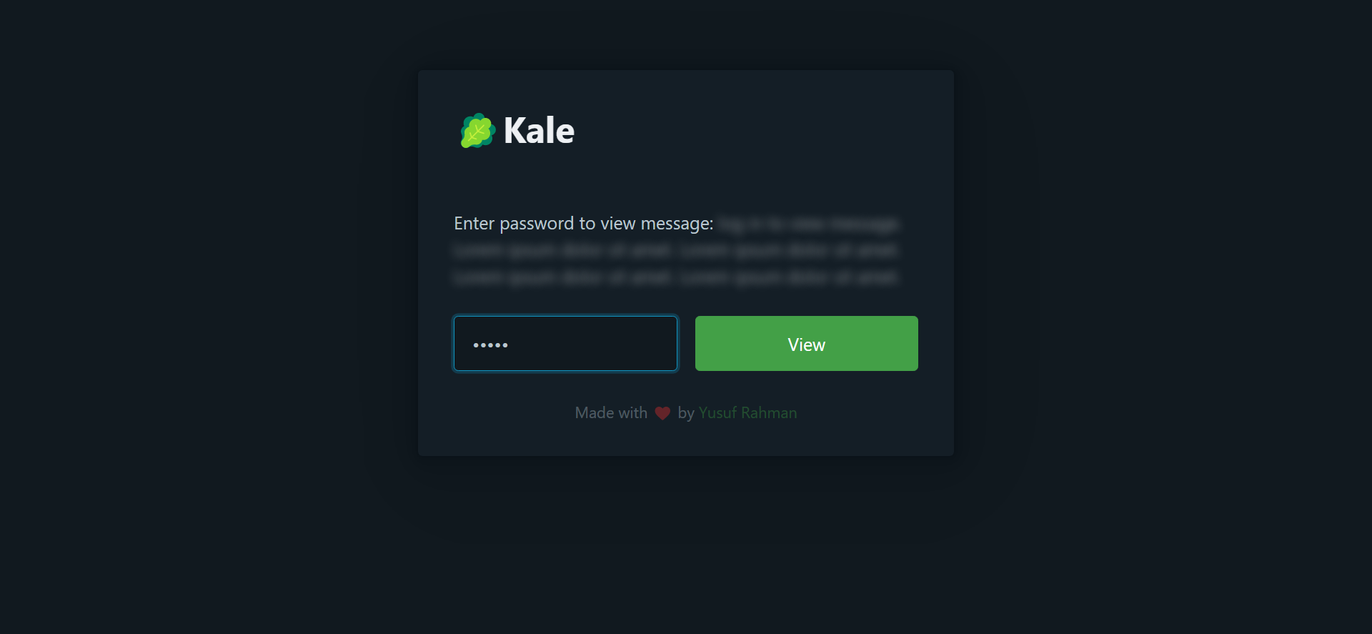 Kale Password Entry