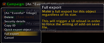 The Full export option