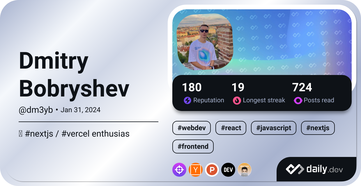 Dmitry Bobryshev's Dev Card