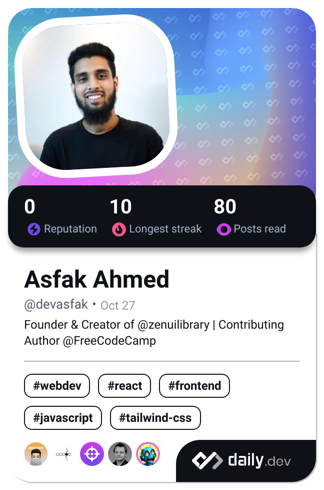 Asfak Ahmed's Dev Card