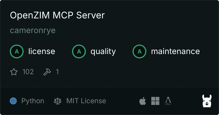 OpenZIM MCP server quality badge