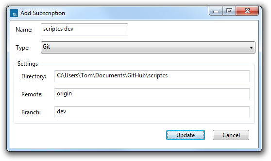 Git plugin settings example