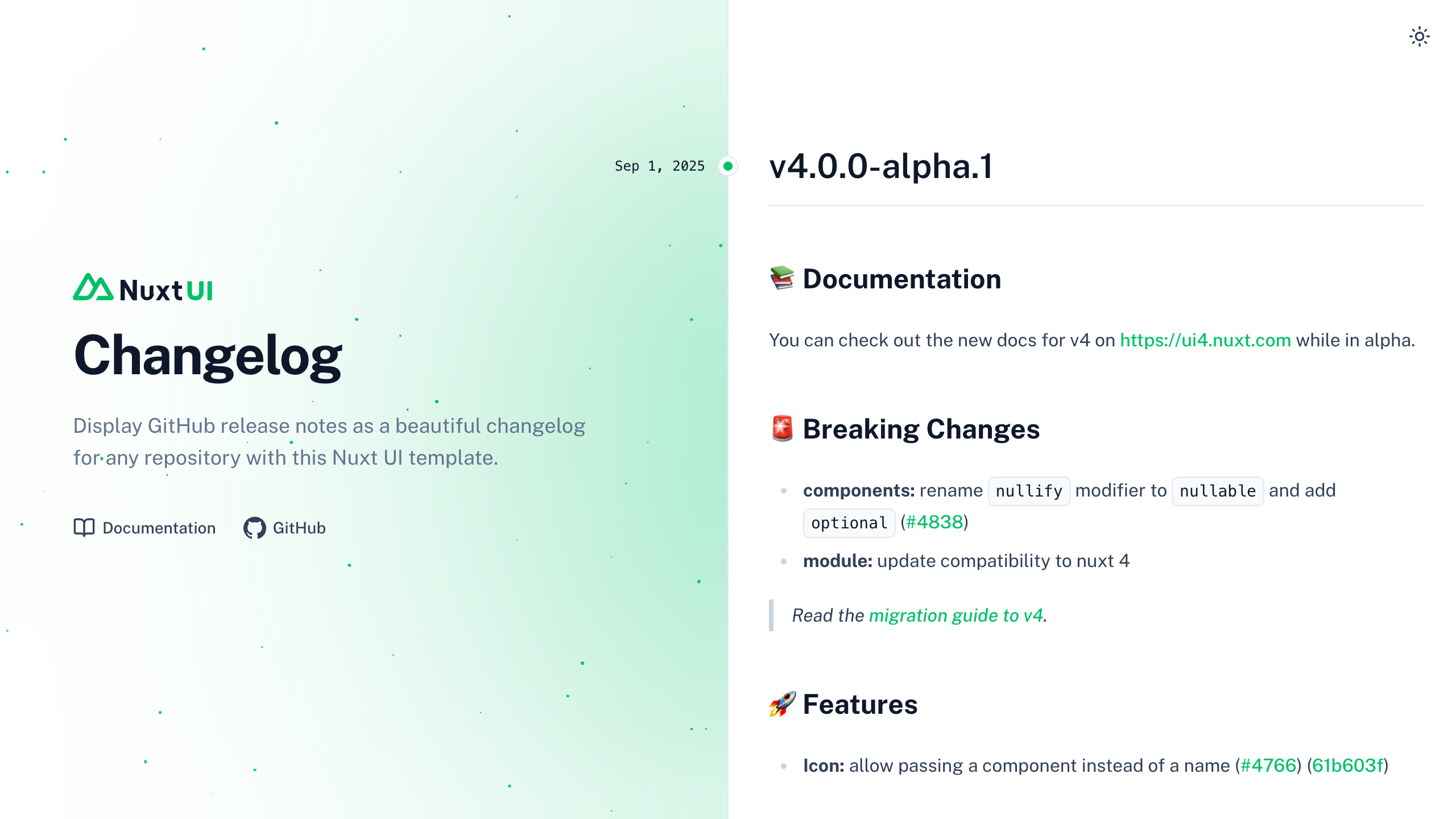Nuxt Changelog Template