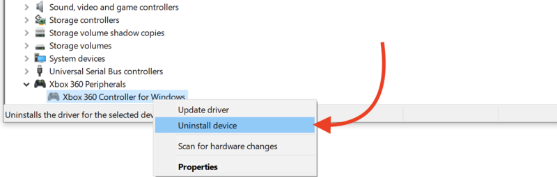 Unistall xbox 360 controller