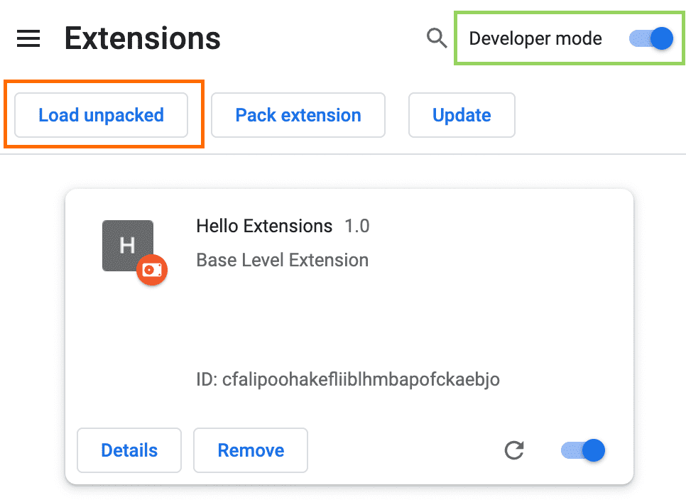 Load unpacked extension