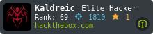 Hack The Box profile — Kaldreic