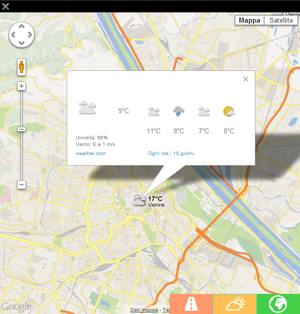 expanded map widget - the weather tab