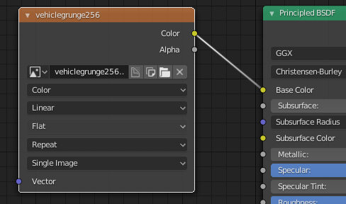 Shader Editor Label example. Label is set to vehiclegrunge256
