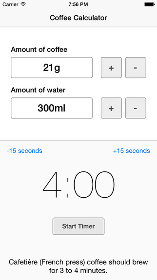 Screenshot of Coffee Calculator