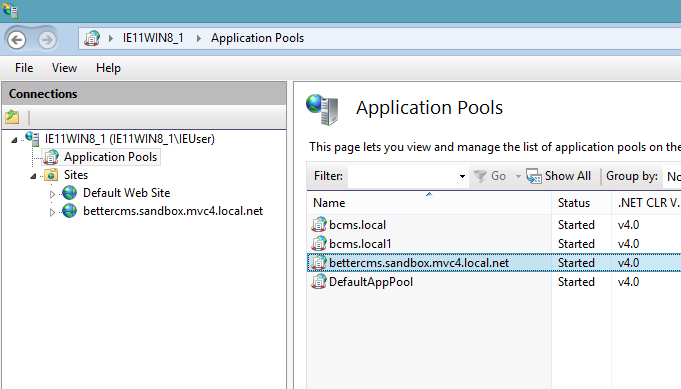 IIS: application pool