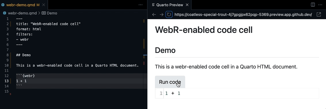 quarto-webr Filter in Action