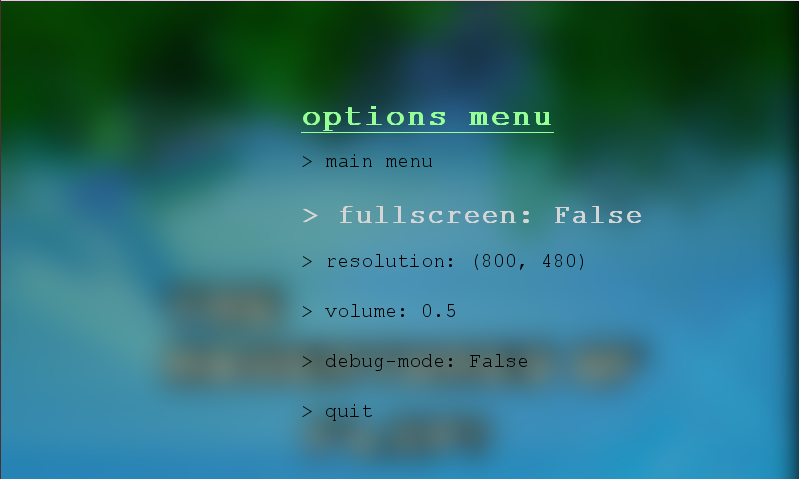 options menu screenshot