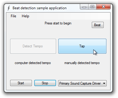 Audio beat detector and metronome sample application