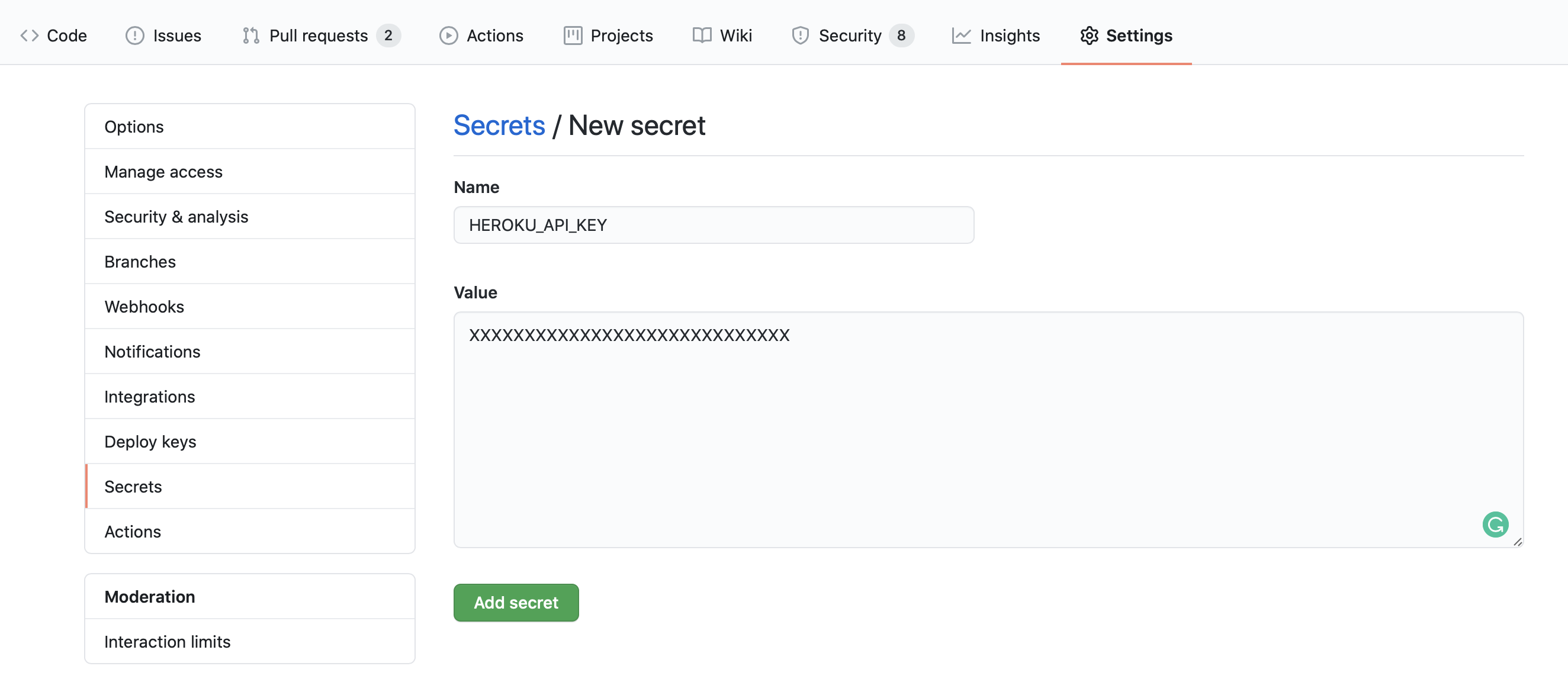 github secret