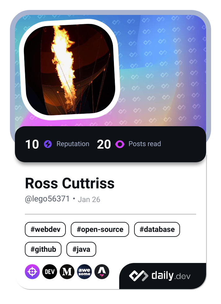 Ross Cuttriss's Dev Card