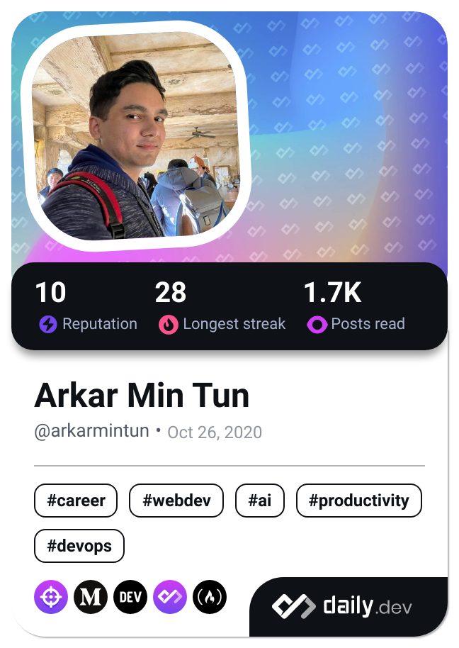 Arkar Min Tun's Dev Card