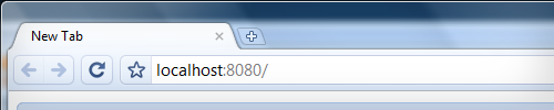 A detail of the Chrome browser's navigation bar with the URL http://localhost:8080/