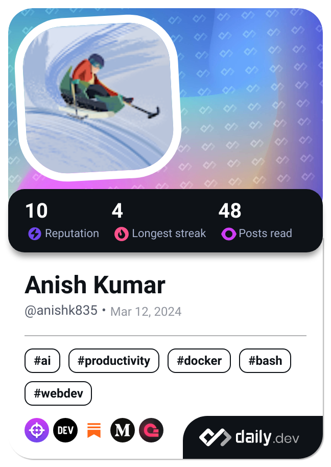 Anish Kumar's Dev Card