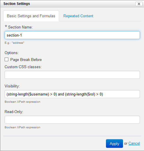 Configuration of Section Security