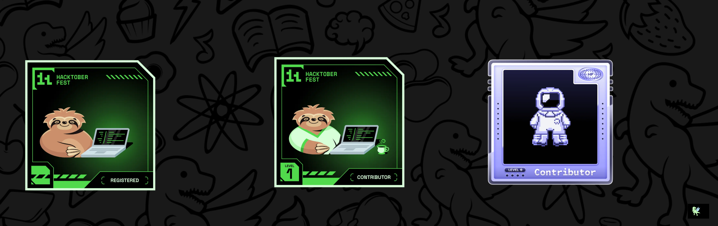 An image of @jatravi's Holopin badges, which is a link to view their full Holopin profile