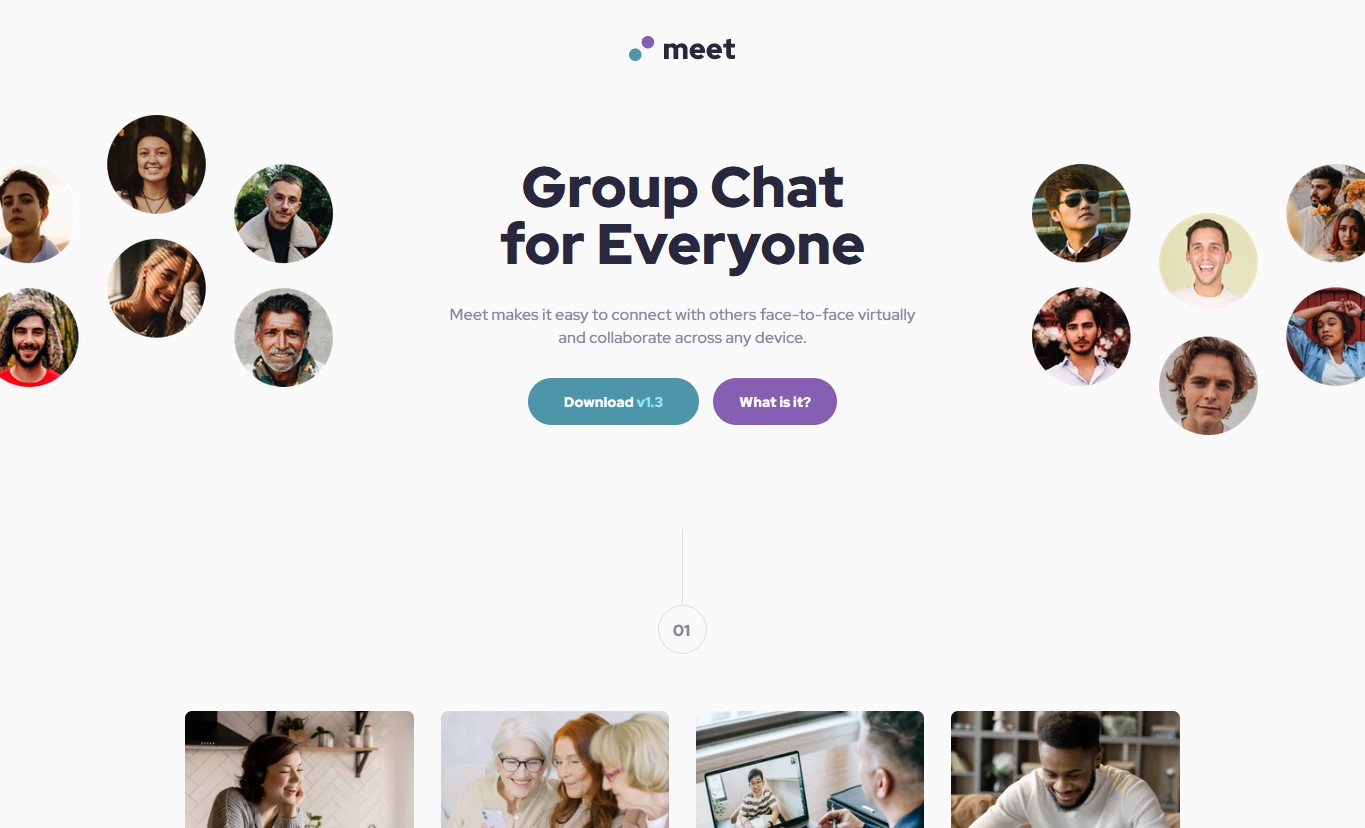 Responsive landing page for the Meet App