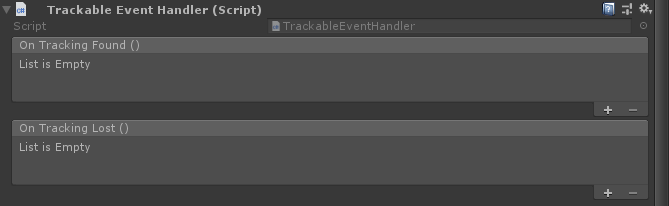 Screenshot of the TrackableEventHandler