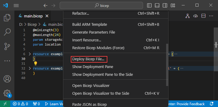 deploy using vs code