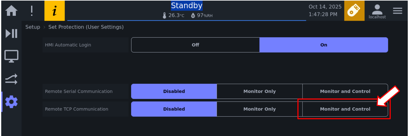 Enabling remote TCP/IP communication