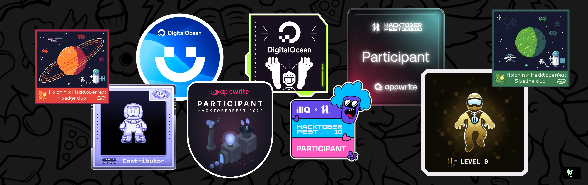 An image of @nuraz3k's Holopin badges, which is a link to view their full Holopin profile