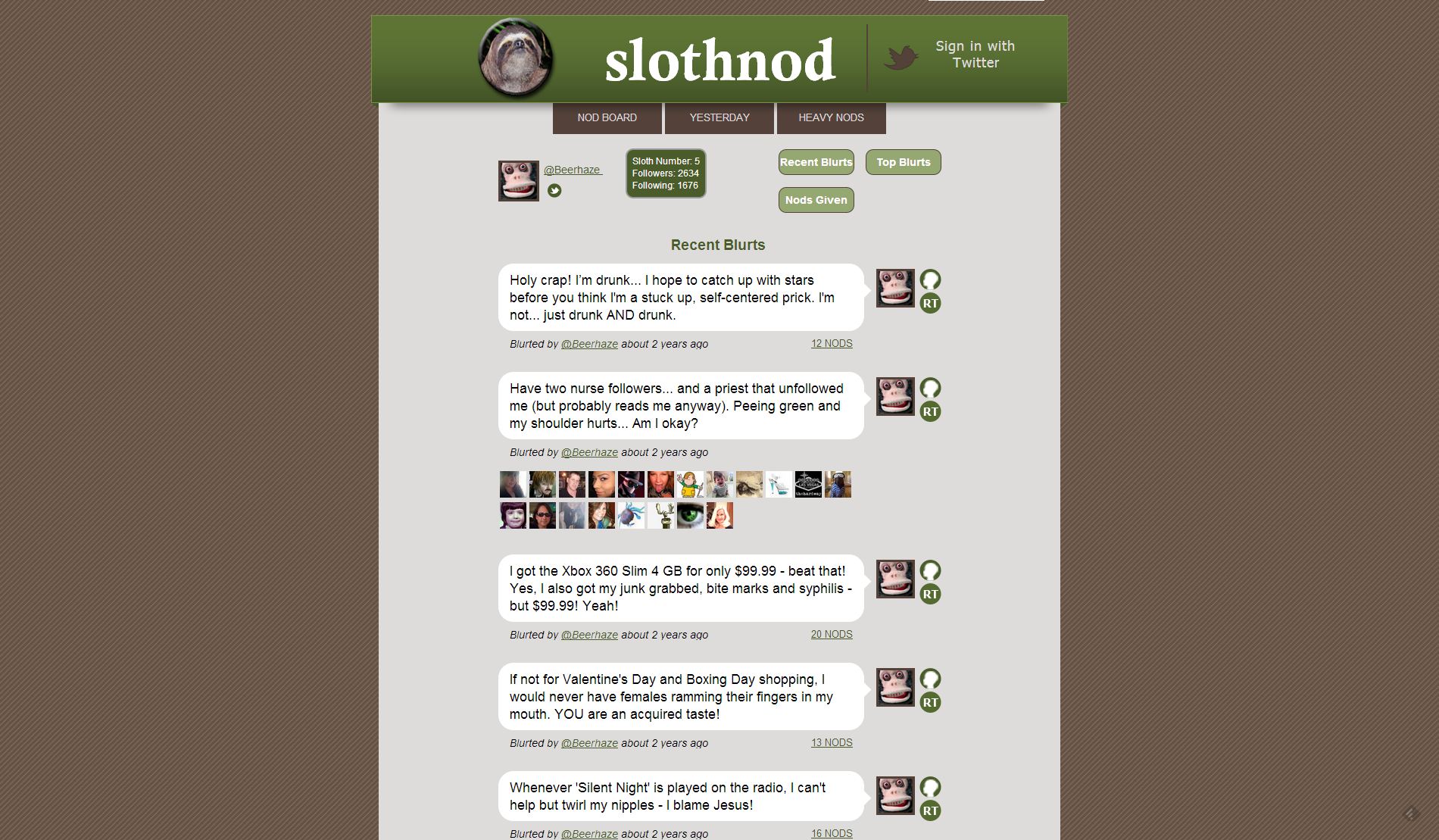 SlothNod User Page