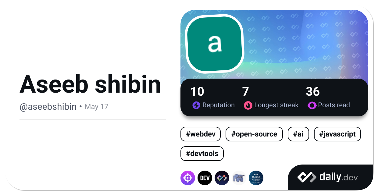 Aseeb shibin's Dev Card