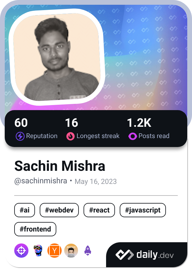 Sachin Mishra's Dev Card
