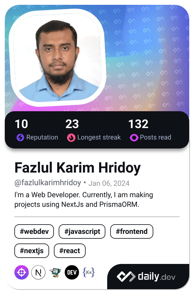 Fazlul Karim Hridoy's Dev Card