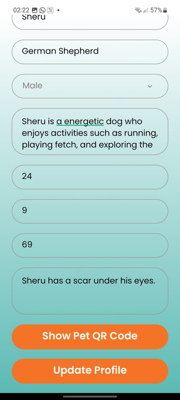 Update Pet Details Screen 2