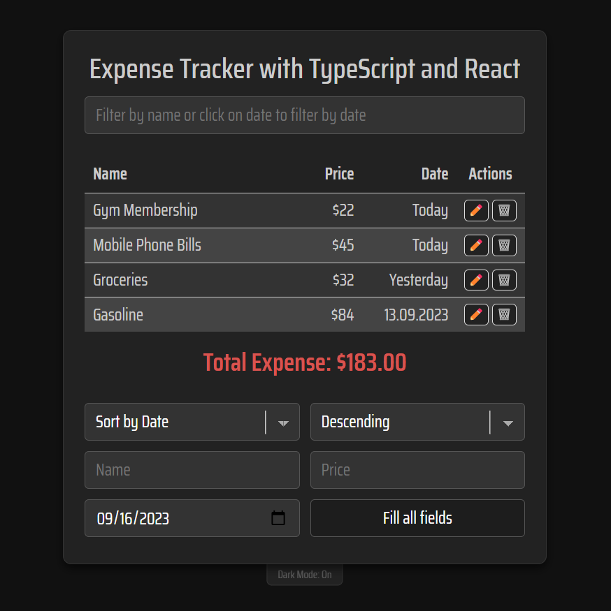 Expense Tracker Preview