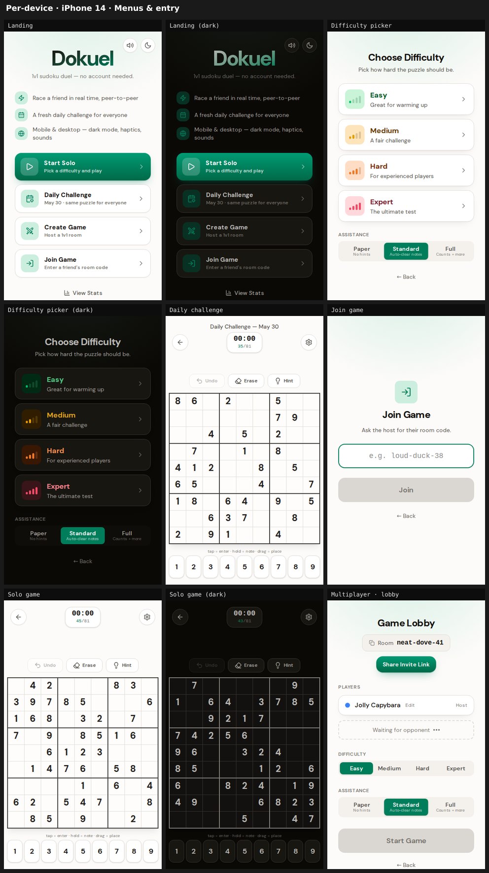 iPhone 14 · Menus & entry