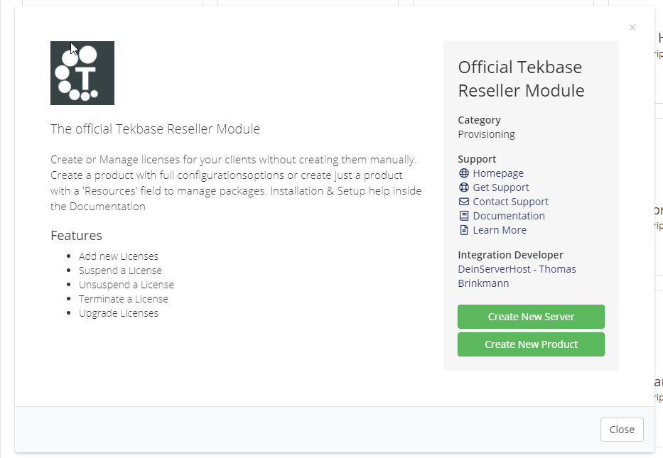 Tekbase Module WHMCS