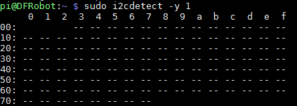 未安装RGB LCD KeyPad HAT板到树莓派上的IIC检测状态