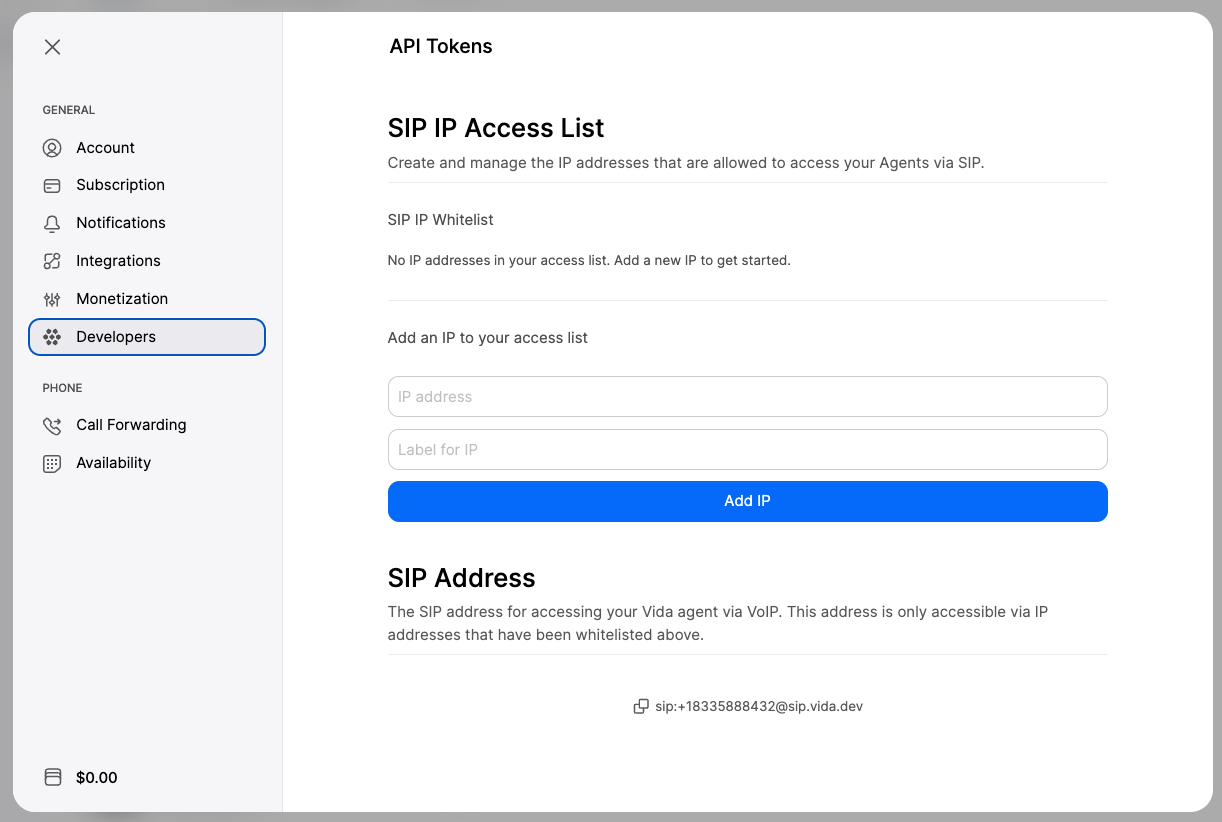 SIP IP Access List Configuration