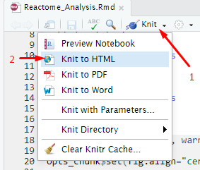 Knit->Knit to HTML