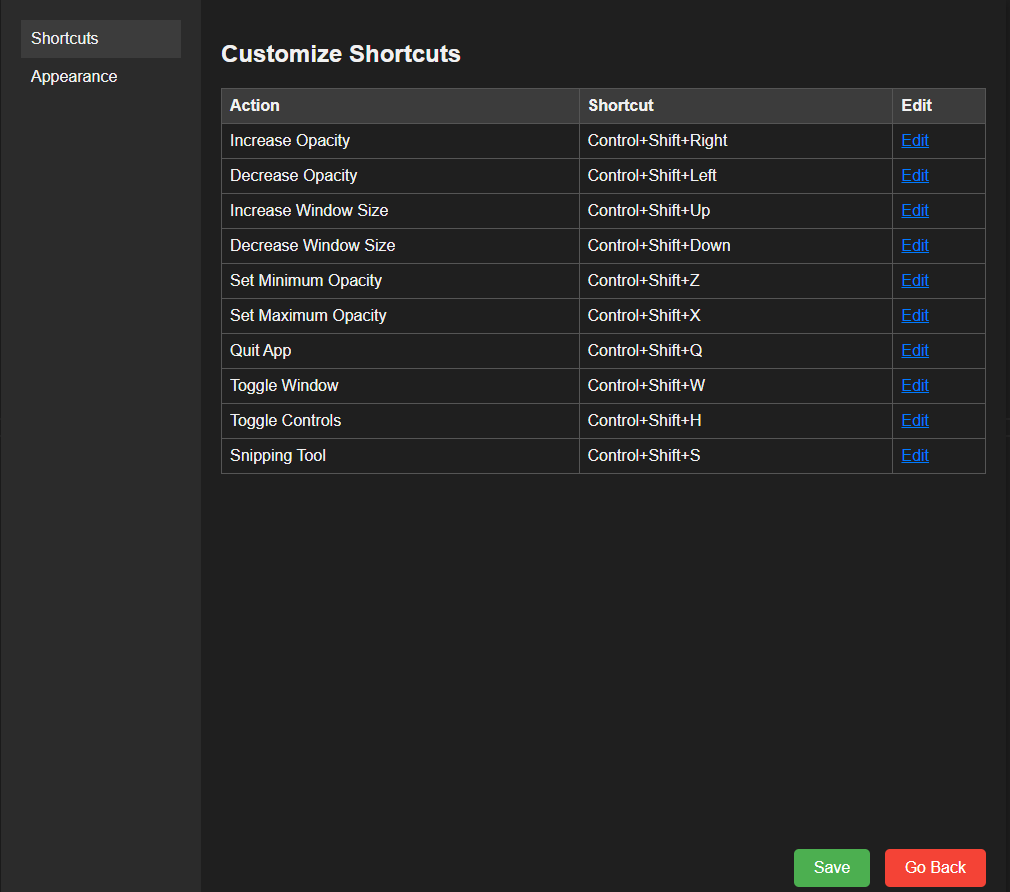 Settings Page