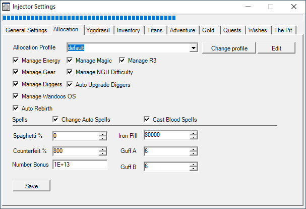 Allocation Settings