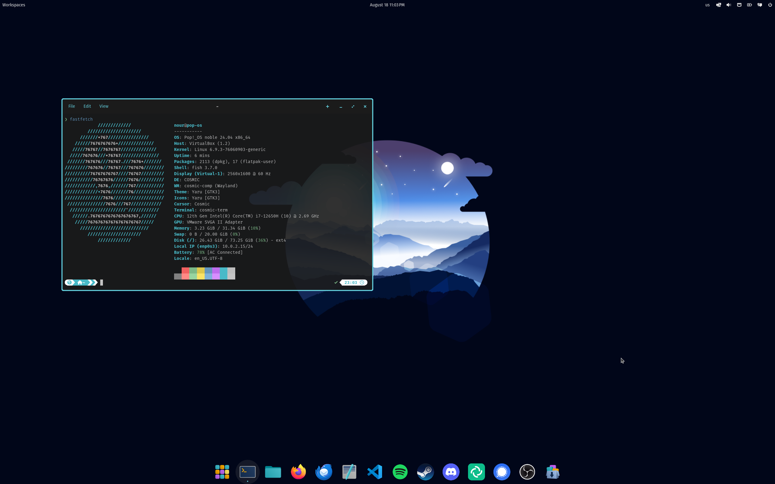 Pop!_OS COSMIC Desktop