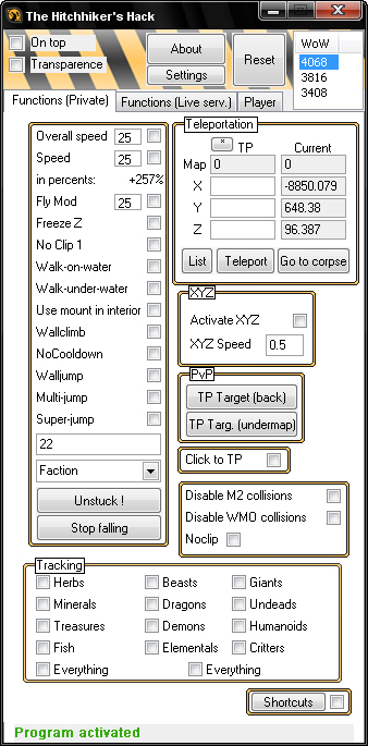 GitHub - Bob74/TheHitchhikersHack: World of Warcraft cheating program 3.3.2  - 3.3.5