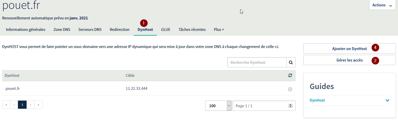 Dynhost Ovh, sous domaines