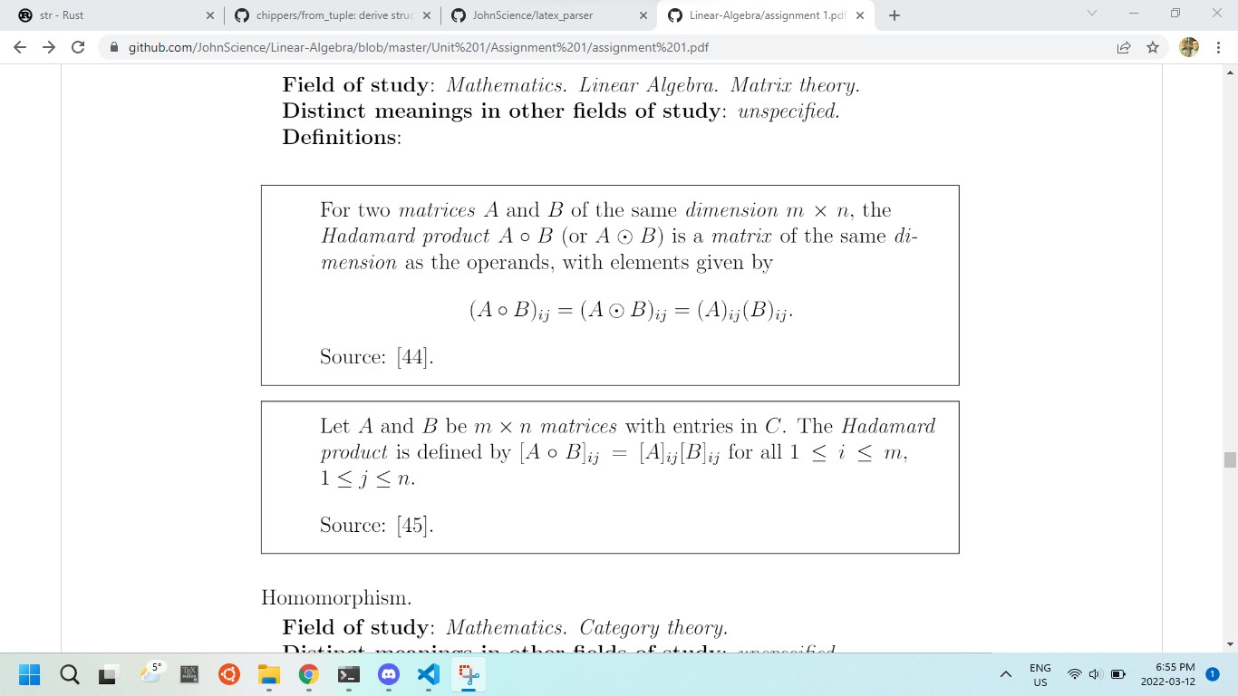 tex output