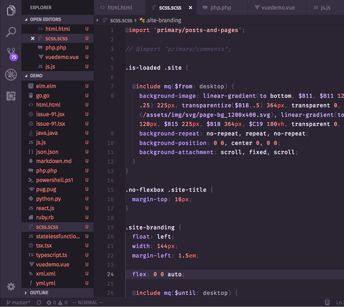 Screenshot of Base2Tone_PoolDark in VSCode