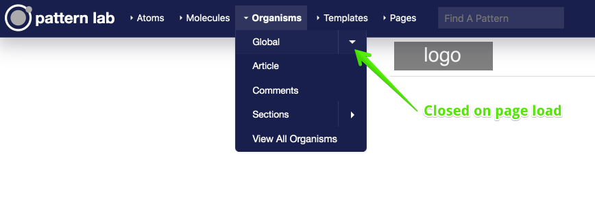 sub menu tray closed on page load